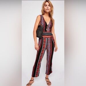 Free People Multicolor Bohemian Festival Floral Striped Jumpsuit size 2